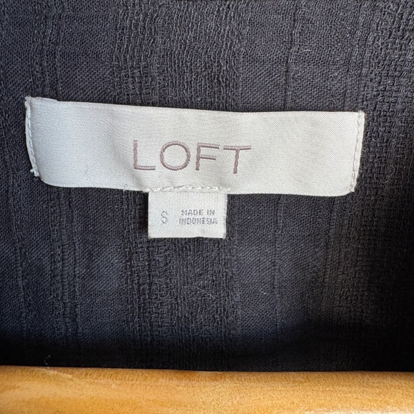 LOFT Women's Small Sheer Blouse Long Sleeve Tie V-Neck Boho Whimsigoth‎ Black - Picture 5 of 14